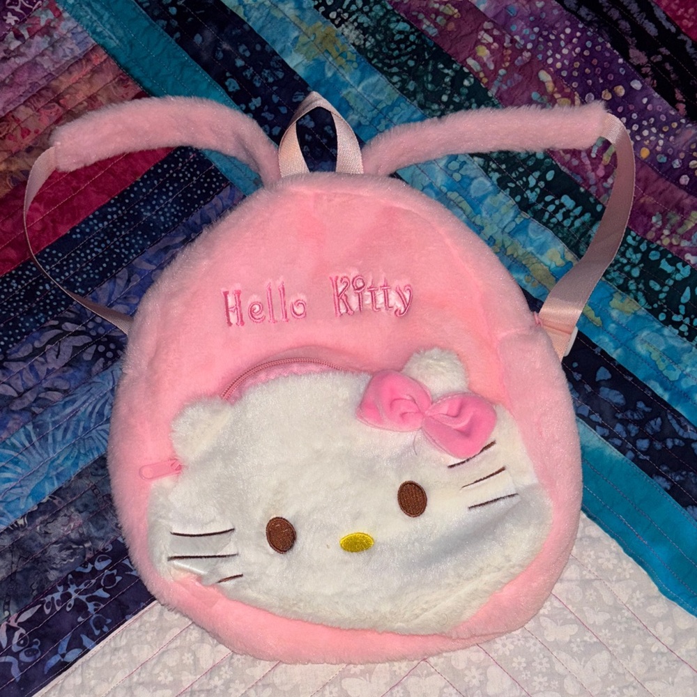 Hello Kitty Plush Pink and White Backpack